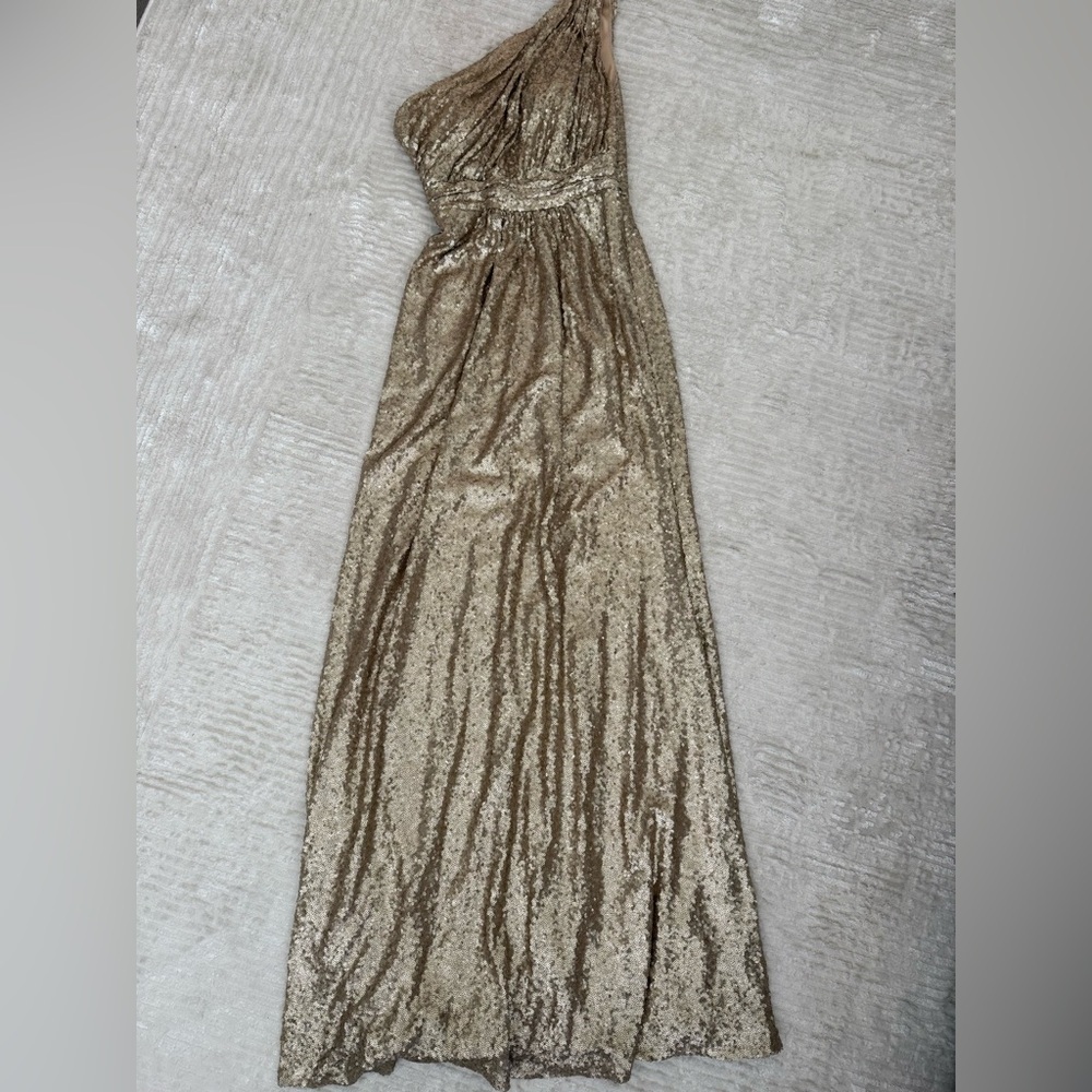 Revelry Starla Sequin Dress Gold One Shoulder Dress Size 6 - Picture 4 of 8